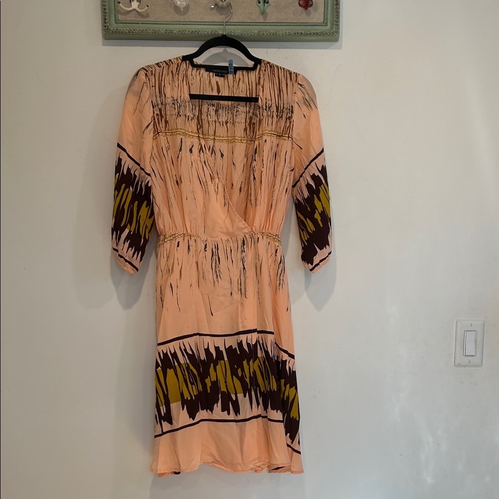 Rachel Mara Silk Peach Brown Art to wear Women's Dress size 8